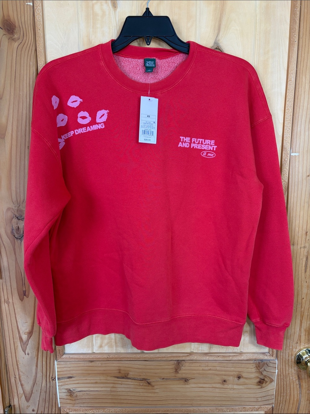 Wild Fable Red Crewneck Sweatshirt with Lip Graphic